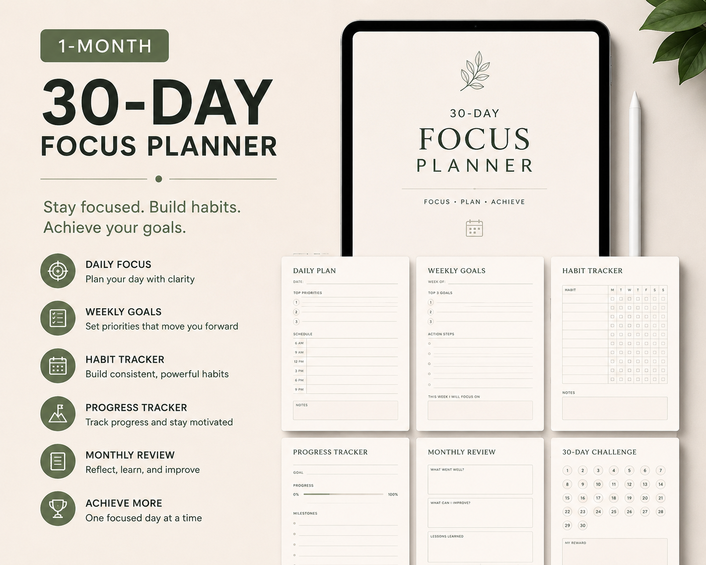 1 Month Focus Planner