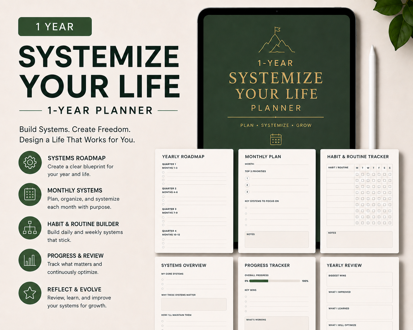 1 Year “Systemize Your Life” Planner